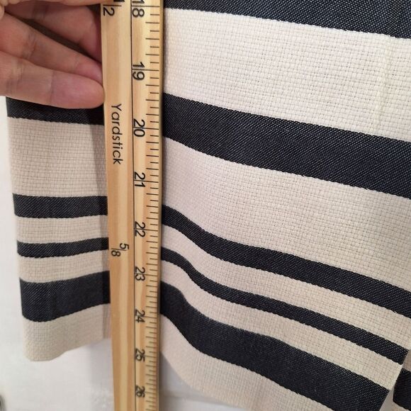 J. Crew Black & Cream Striped Pencil Skirt Sz 2 - Picture 13 of 14